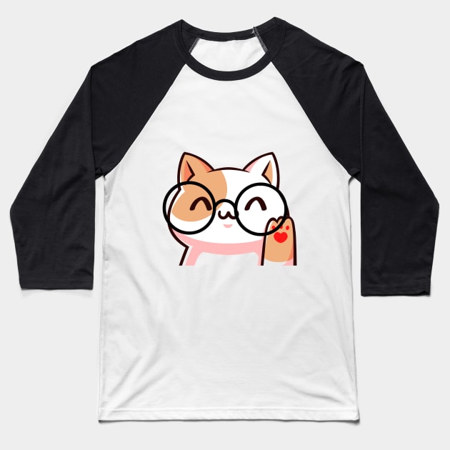 cat with glasses Baseball T-Shirt by Amadej